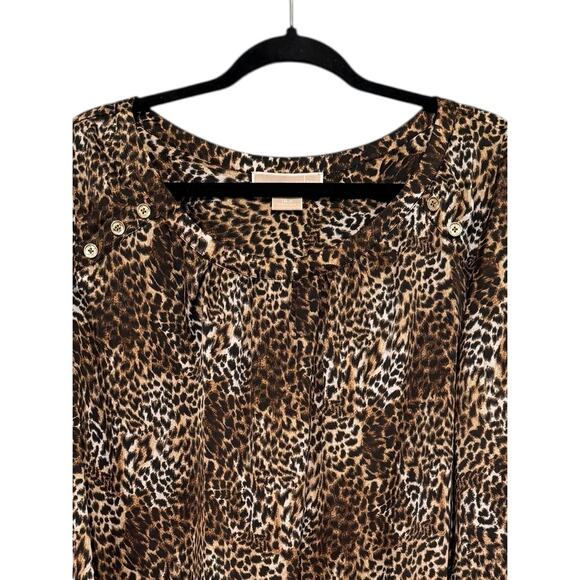 Michael Kors 16W Plus Leopard Animal Print Blouse Long Sleeve Button Detail Top - Picture 6 of 7